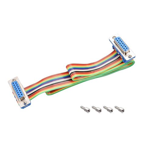 uxcell IDC Rainbow Wire Flat Ribbon Cable DB15 Female to DB15 Female ...