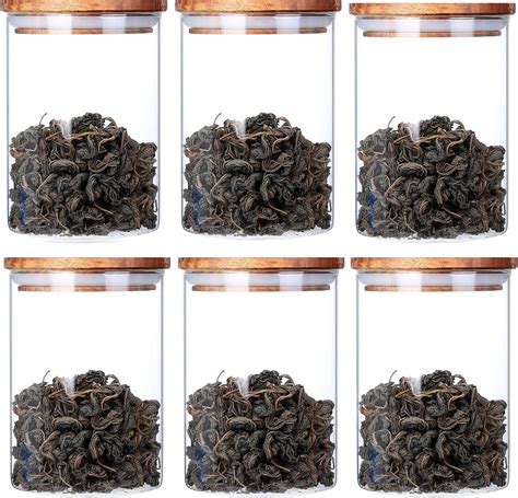 Jinelza Borosilicate Glass jar with Wooden Lid, 1000 ml Kitchen ...