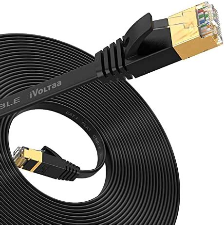 iVoltaa Cat7 Giga Shielded STP Flat Ethernet Networking Cord Patch ...