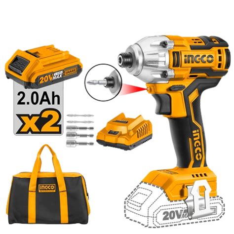 INGCO CIRLI2002 20V Brushless Lithium-ion Impact Driver - High Torque ...