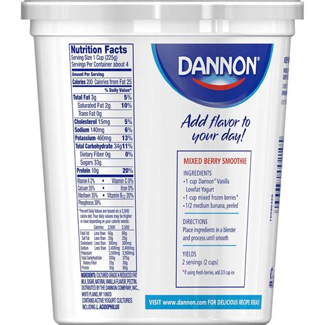 Dannon Yogurt Nutritional Value | Besto Blog