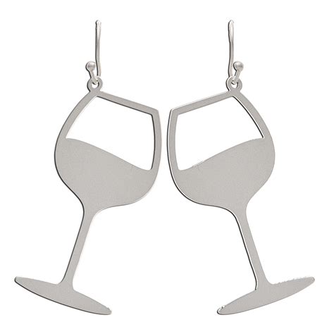 Rain Jewelry Wine Glasses Silver Metal Earrings - Earrings | Hallmark
