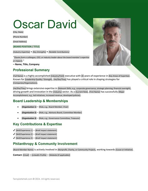 Free Board Member Bio Template [Word, Google Docs, and PDF]