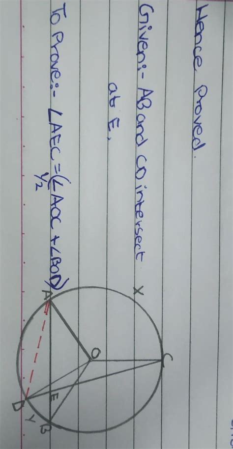 In Fig. 10.19, AB and CD are two chords of a circleintersecting each ...