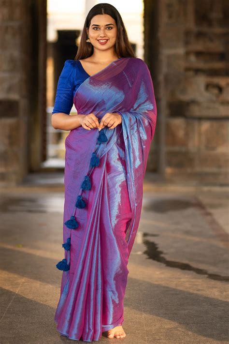Silver Party Wear Sarees | Tissue Cotton Saree - I Love Sarees