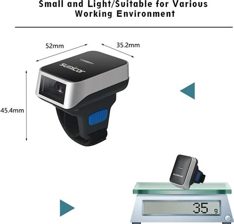Buy Bluetooth Ring Barcode Scanner, Sumicor Wearable Finger Bar Code ...