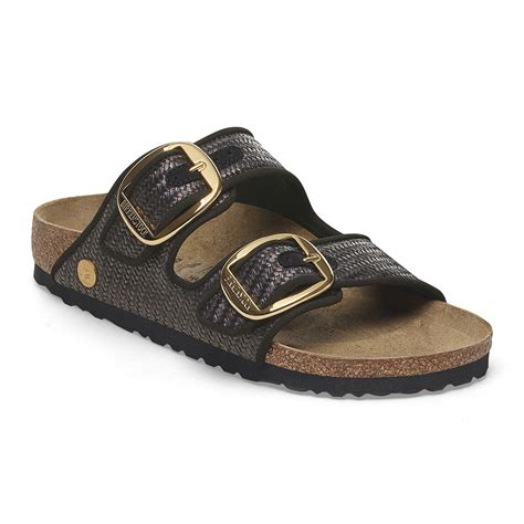 Arizona Big Buckle Raffia Textile Raffia Black | BIRKENSTOCK