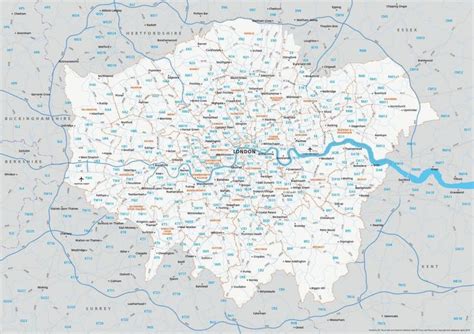 London postcode map - Postcode map of London (England) | Central london ...