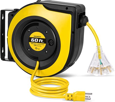 Amazon.com: Suraielec 12 Gauge Extension Cord Reel, 60 FT Retractable ...