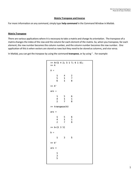 Image result for Transpose Matrix MATLAB