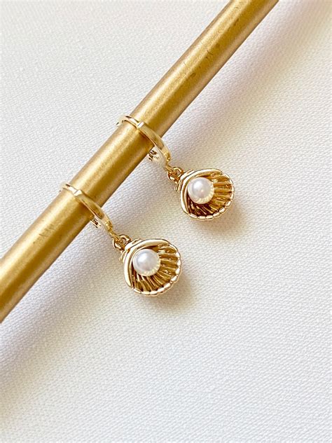 Buy Catalina-shell Earrings,gold Shell Earrings,dainty Shell Huggies ...
