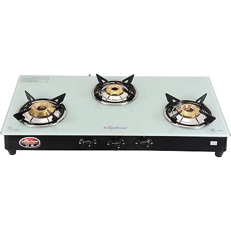 Surya Flame Glasstop & Ms 3 Burners Pearl Manual Ignition Gas Stove ...