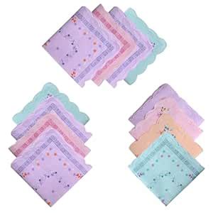 Kuber Industries Pack of 12 Cotton Hanky for Women | Soft Ladies ...