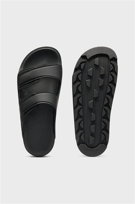 HUGO - Logo sandals with double touch-closure straps - Black