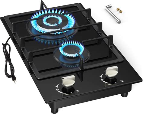 Buy Cooktop 2 Burner, NG/LPG Dual Fuel Stove Top, Built-in Cooker with ...