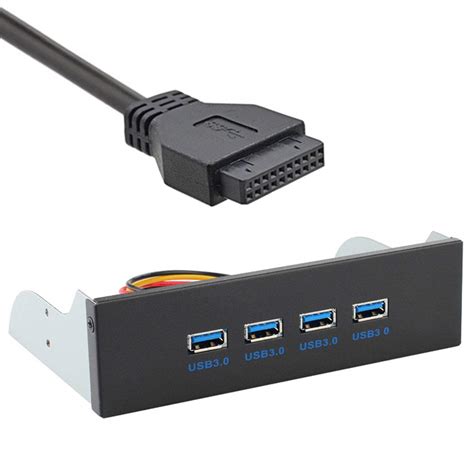 JSER USB 3.0 HUB 4 Ports Front Panel to Motherboard 20Pin Connector ...