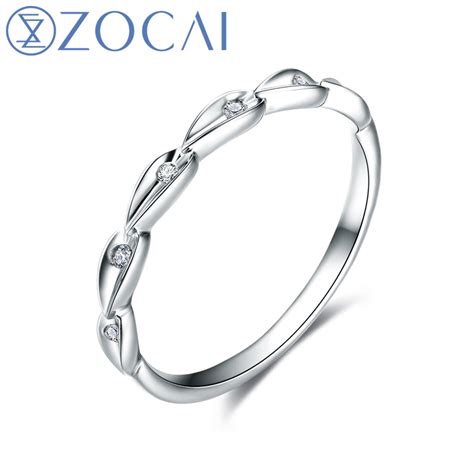ZOCAI 100% Genuine 18K White Gold (Au750) Real 0.02 CT H/SI Round Cut ...