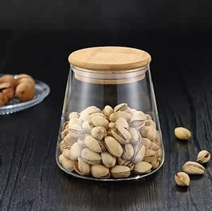 PITOXY Canister Jar With Air Tight Wooden Lid | Borosilicate Glass Food ...
