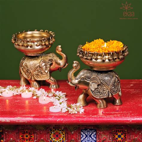 Buy Elephant Urli Brass Bowl Décor Intricate Design Urli-floating ...