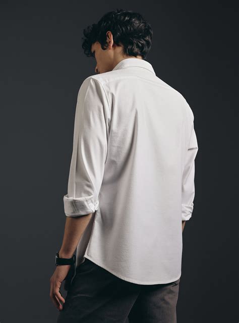 Buy Lily White Cotton Oxford Shirt | Casual White Solid Shirt for Men ...