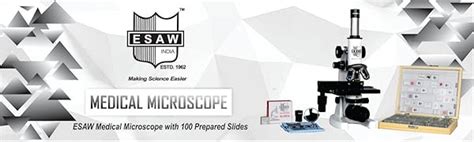 ESAW 2500X Compound Medical Microscope with 100 Prepared Microscopes ...