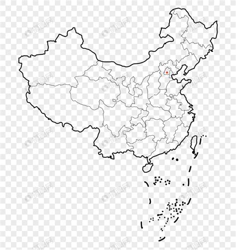 黑白线条中国地图元素素材下载-正版素材401613796-摄图网