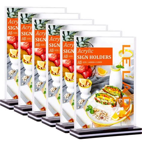 Buy LELADY Acrylic Sign Holders A5 [6 Pack], Plastic Display Stands A5 ...