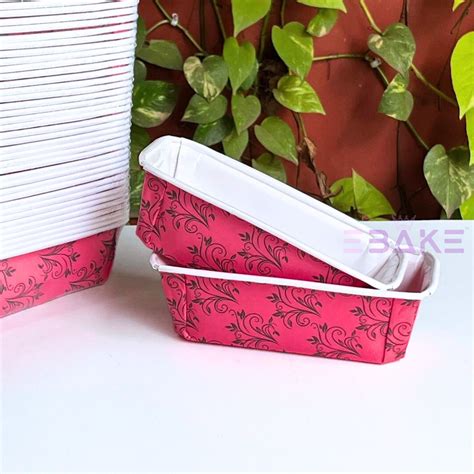 Bake n Serve Dark Pink & Golden Printed Plum Cake, Loaf Cake Mould (Se ...