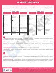 Hs-and-Ts-ACLS.pdf - H'S AND T'S OF ACLS A mnemonic used to aid in ...