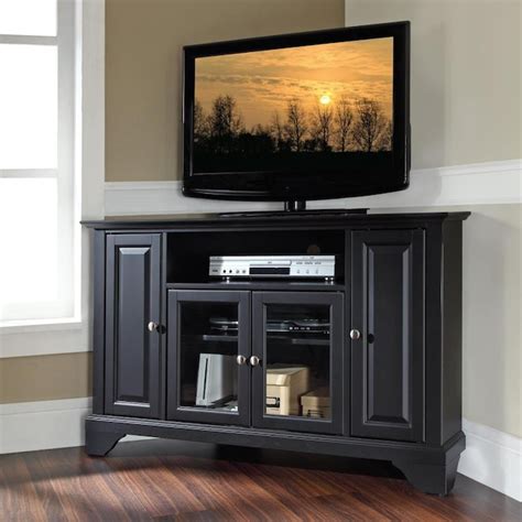 Crosley Furniture Lafayette Transitional Black Corner TV Stand ...