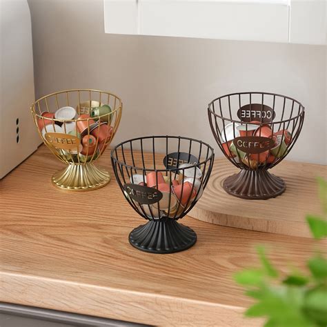 COM1950s Metal Coffee Pod Organizer – 5.9"X5.3"X3.9",Gold/Brown,Rust ...