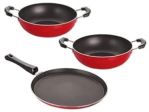 Buy Set of Tawas & Deep Kadai (Flat Tawa 27.5 cm,Kadai 1.5 LTR,Kadai 2. ...