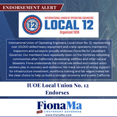 International Union of Operating Engineers, Local Union No. 12 Endorses ...