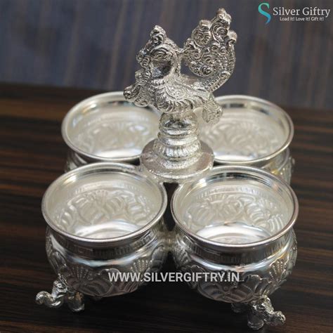 German Silver Peacock Panchwala Elephant Stand – Silver Giftry
