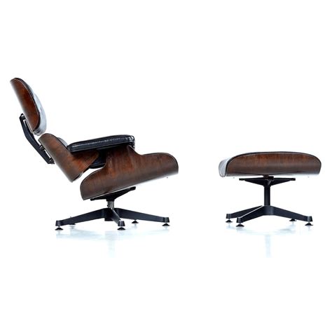 Vintage Walnut Eames Lounge Chair and Ottoman Replica Set in Black ...