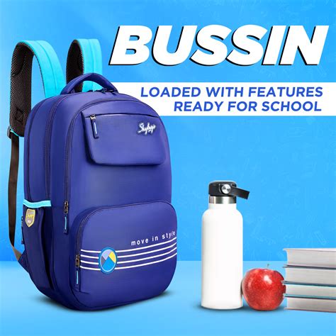 Skybags Bussin 04 School Backpack, Blue
