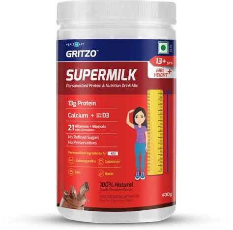 Gritzo SuperMilk Height+ for 13+ y Girls, Health Drink, Double ...