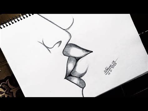 how to draw a kissing Lip's/easy drawing tutorial/Romantic Lip kiss ...