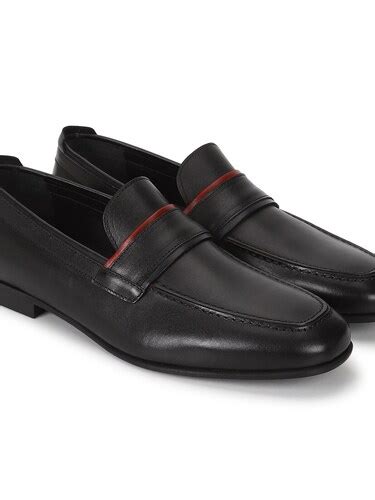 Buy Men Black Penny Loafers With Red Piping At Band Online at The ...