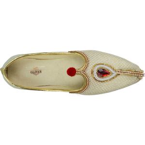 Buy Cream Jute Rhinestone Ruby Men's Sherwani Mojari | Shop Online ...