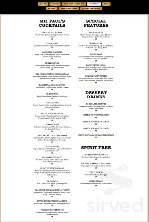 Mr. Paul's Supper Club menus in Edina, Minnesota, United States
