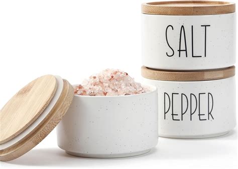 Amazon.com: HOMCDALY Ceramic Salt and Pepper Bowls, 3-Pack White Salt ...