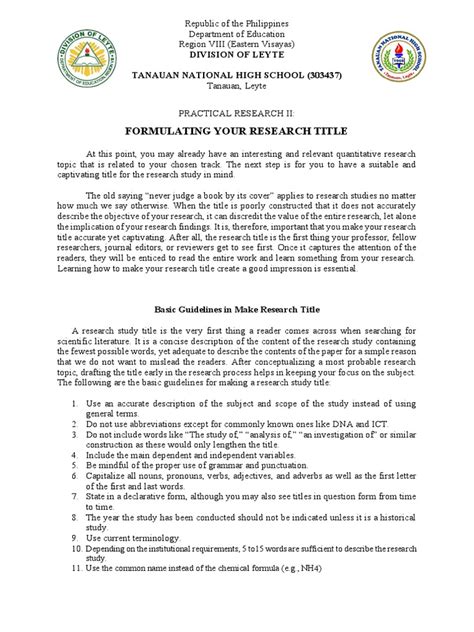 How to Make a Research Title Guide Example 的图像结果