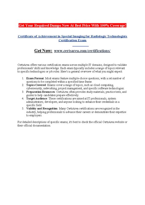 Certificate of Achievement in Special Imaging for Radiologic ...