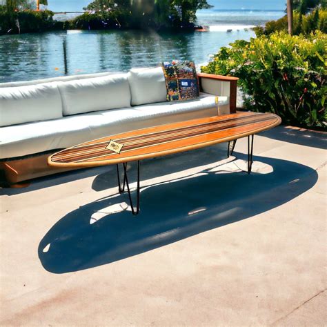 California Dreamin' Solid Wood Surfboard Shaped Coffee Table