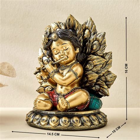 Buy Alpana Ojas Polyresin Baby Krishna with Peacock Figurine from Home ...