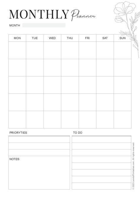 Free Printable Planner Pages Monthly