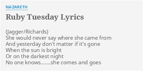 Image result for Ruby Tuesday Lyrics