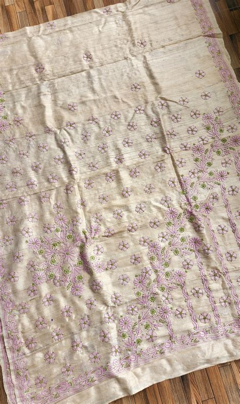 chikankari saree sarees silk saree lucknowi chikankari tussar blue ...