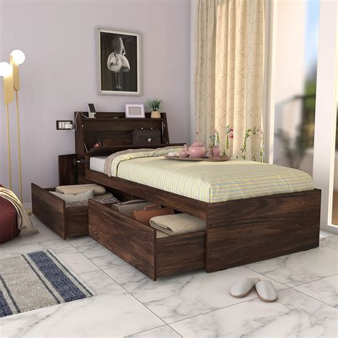 Studio Kook Tribe Left with Headboard Storage Engineered Wood Single ...